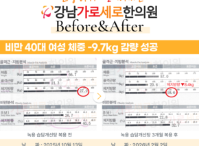  [-9.7kg 감량] 비만 40대 여성 녹용 습담개선탕 복용 전후 인바디